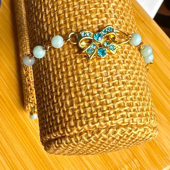 Aquamarine Bracelet March Birth Gemstone Bracelet 14k gold beaded unique. - Picture 1 of 4